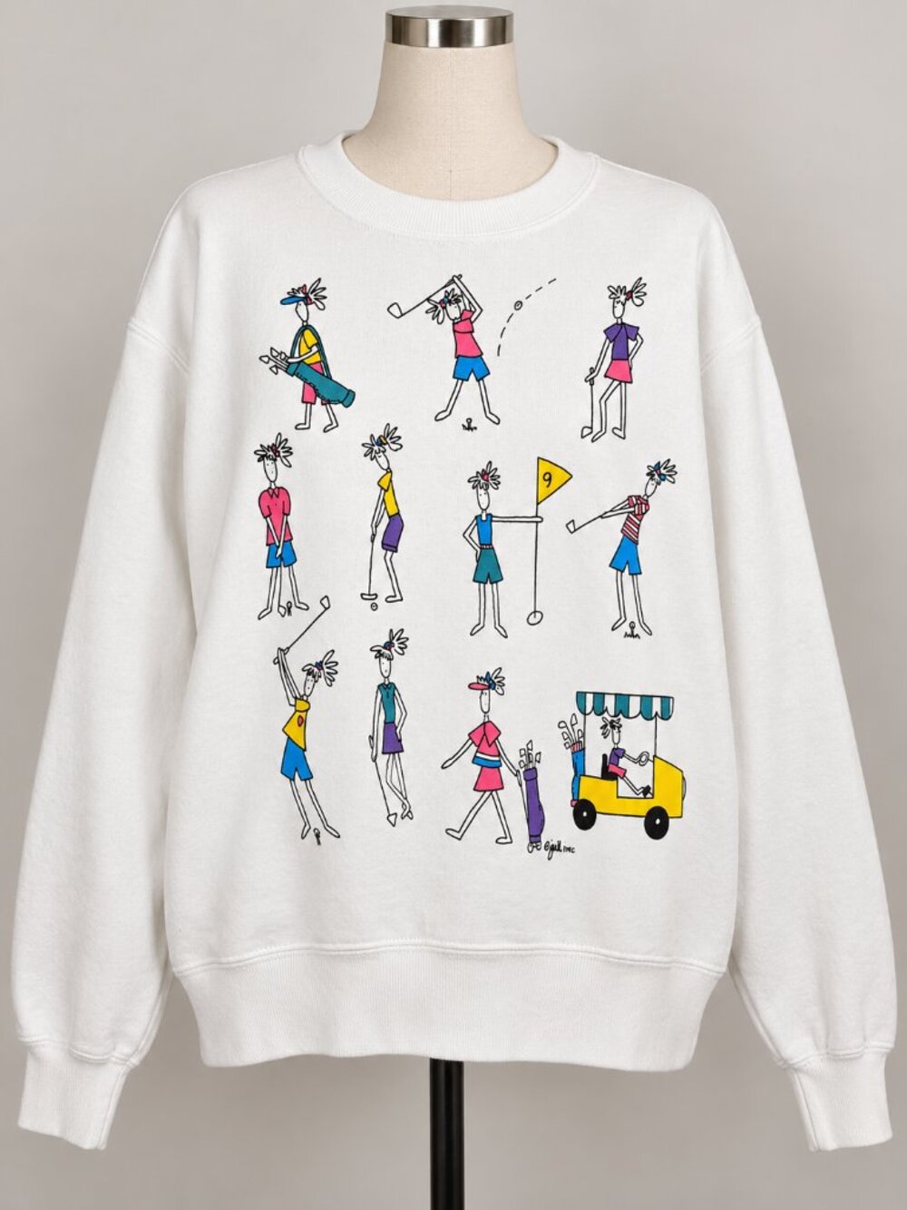 Vintage 1990 Juli Crewneck Sweatshirt Cartoon Golf Size M